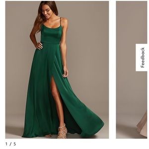 David’s Bridal bridesmaid, crepe-back satin spaghetti strap bridesmaid dress